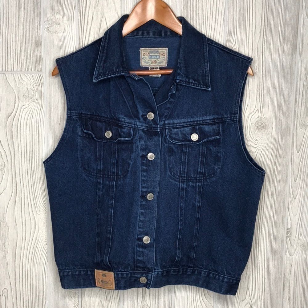 Vintage PS Gitano Jean Button Denim Vest Size Large